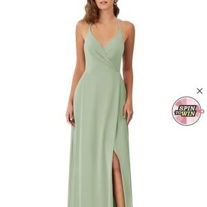Azazie Davis Dress A- Line Pleated Chiffon Floor-Length Dress Dusty Sage
